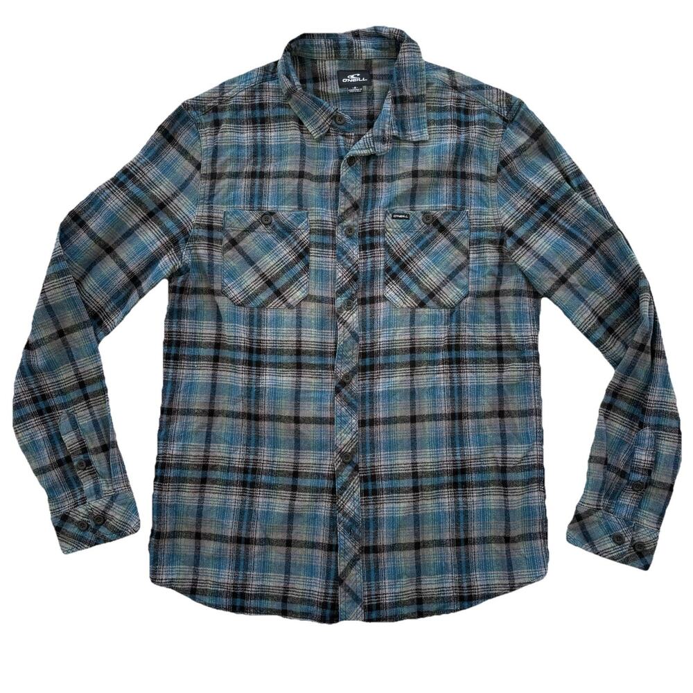 O’Neill Men’s Size Medium Standard Fit Blue Flannel Classic